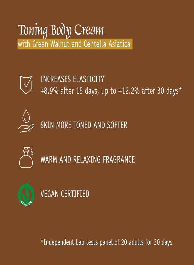 Prija Toning Body Cream with Green Walnuts and Centella Asiatica (12.84 fl oz) - Elasticizing and Moisturizing - Vegan Friendly - Dermatologically Tested - Made with 100% Recycled Bottle - Image 5